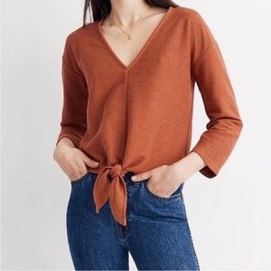Madewell texture and thread orange cropped shirt